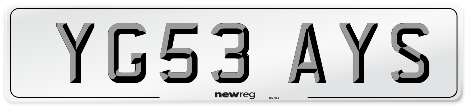 YG53 AYS Number Plate from New Reg